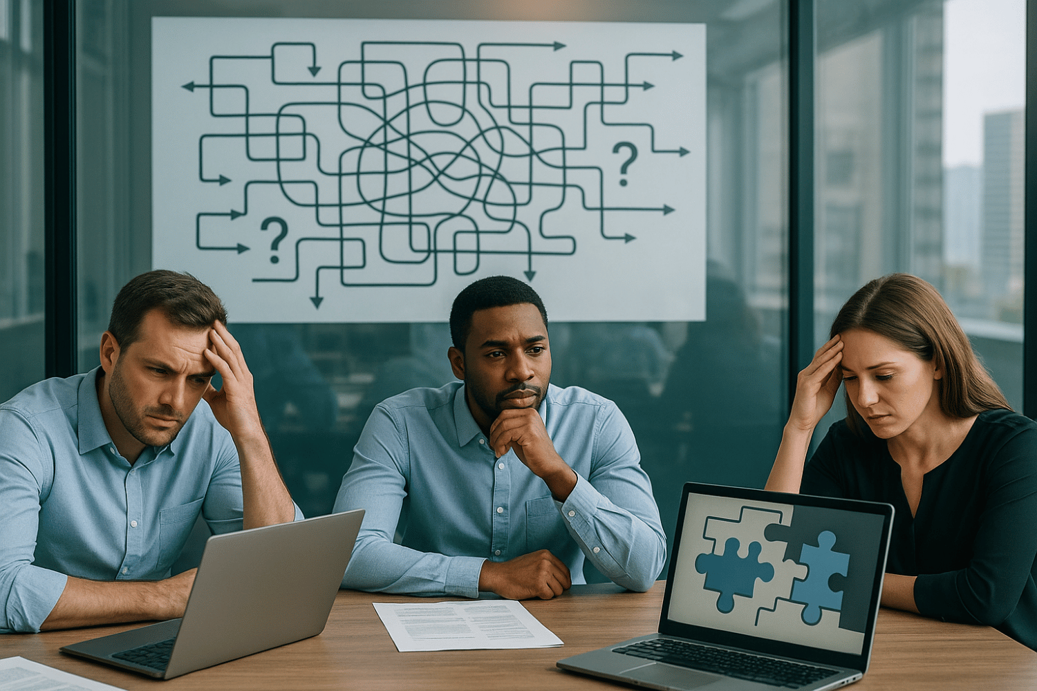 A conceptual image illustrating challenges in tech integration for businesses.