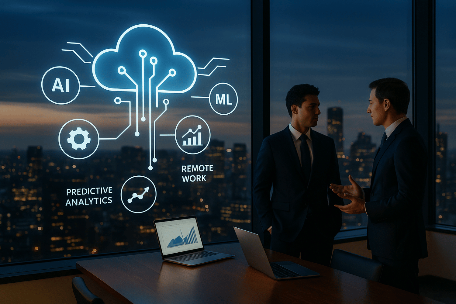 An illustration depicting the integration of AI and machine learning in technology initiatives.