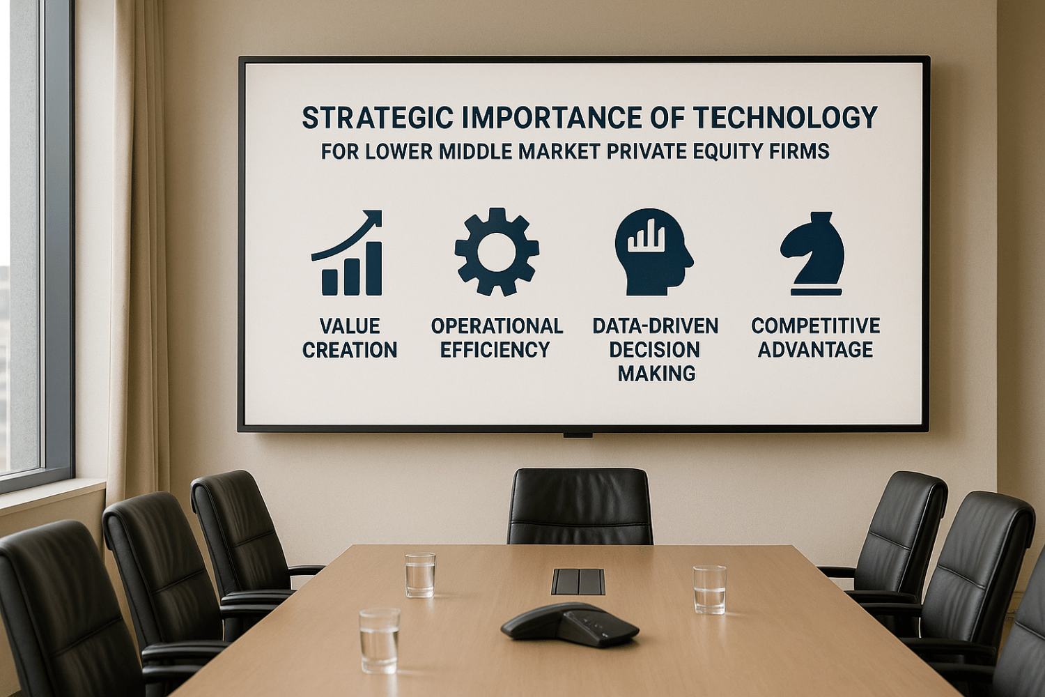 An infographic illustrating the strategic importance of technology for lower middle market private equity firms.
