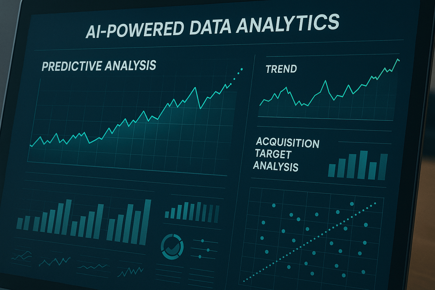 AI and analytics dashboard highlighting investment opportunities and market trends.